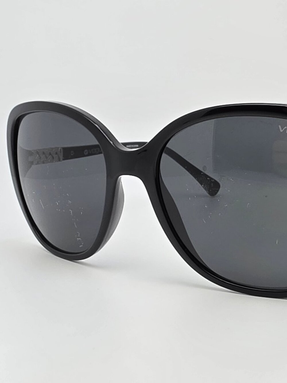 Vogue VO5154-SB W44/87 Black Rhinestone Frame Grey Lens Cat Eye Sunglasses 56mm